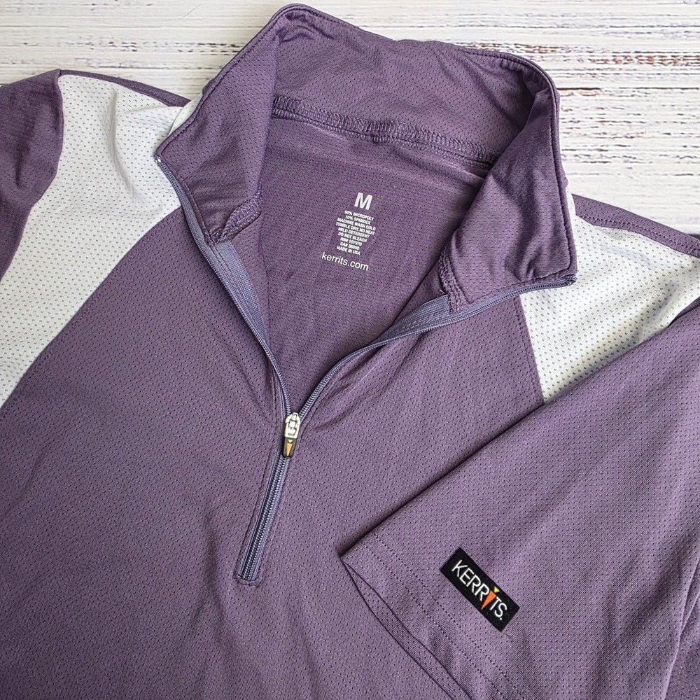 Kerrits Always Cool Ice Fil Short Sleeve Shirt Womens Medium 1/4 Zip Purple